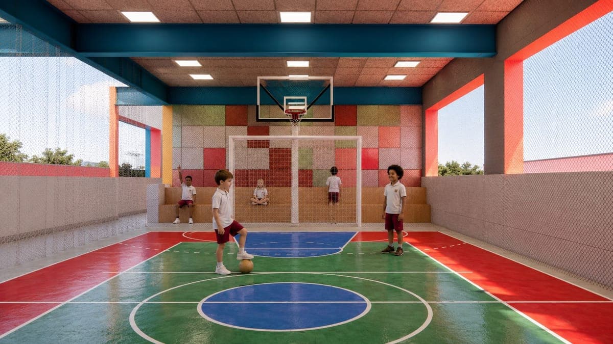 Render da quadra coberta do Colégio Ser Mais